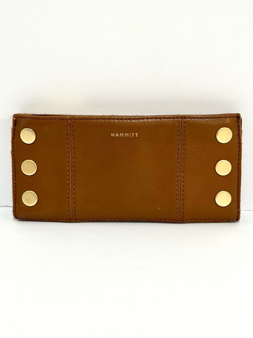 Hammitt 110 North Wallet In Mahogany Pebble/Brushed Gold Hardware/Red Zip